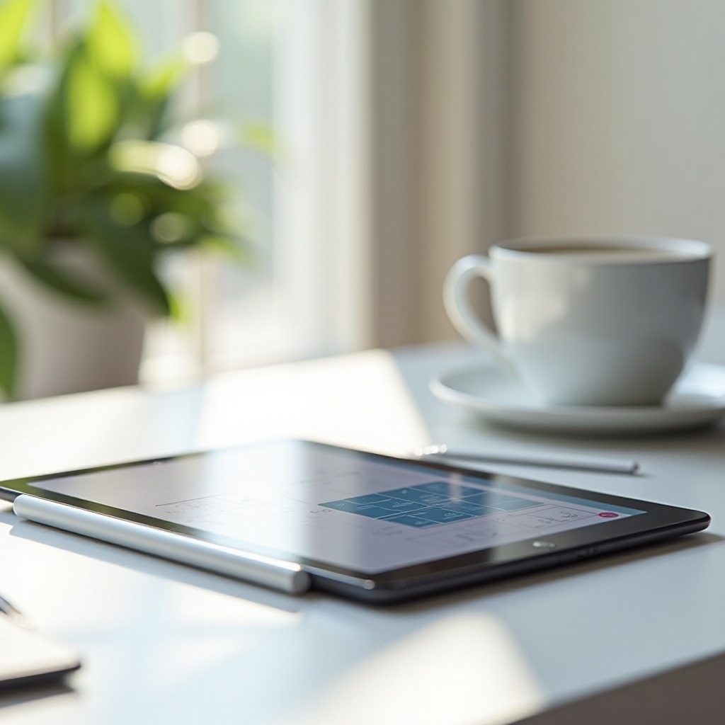 tablette de planification numérique avec stylo