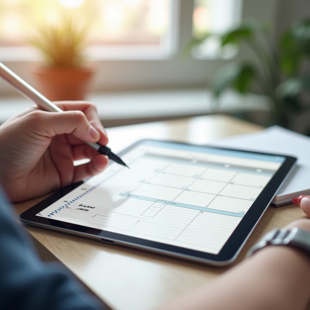 Tablet planejador digital com caneta